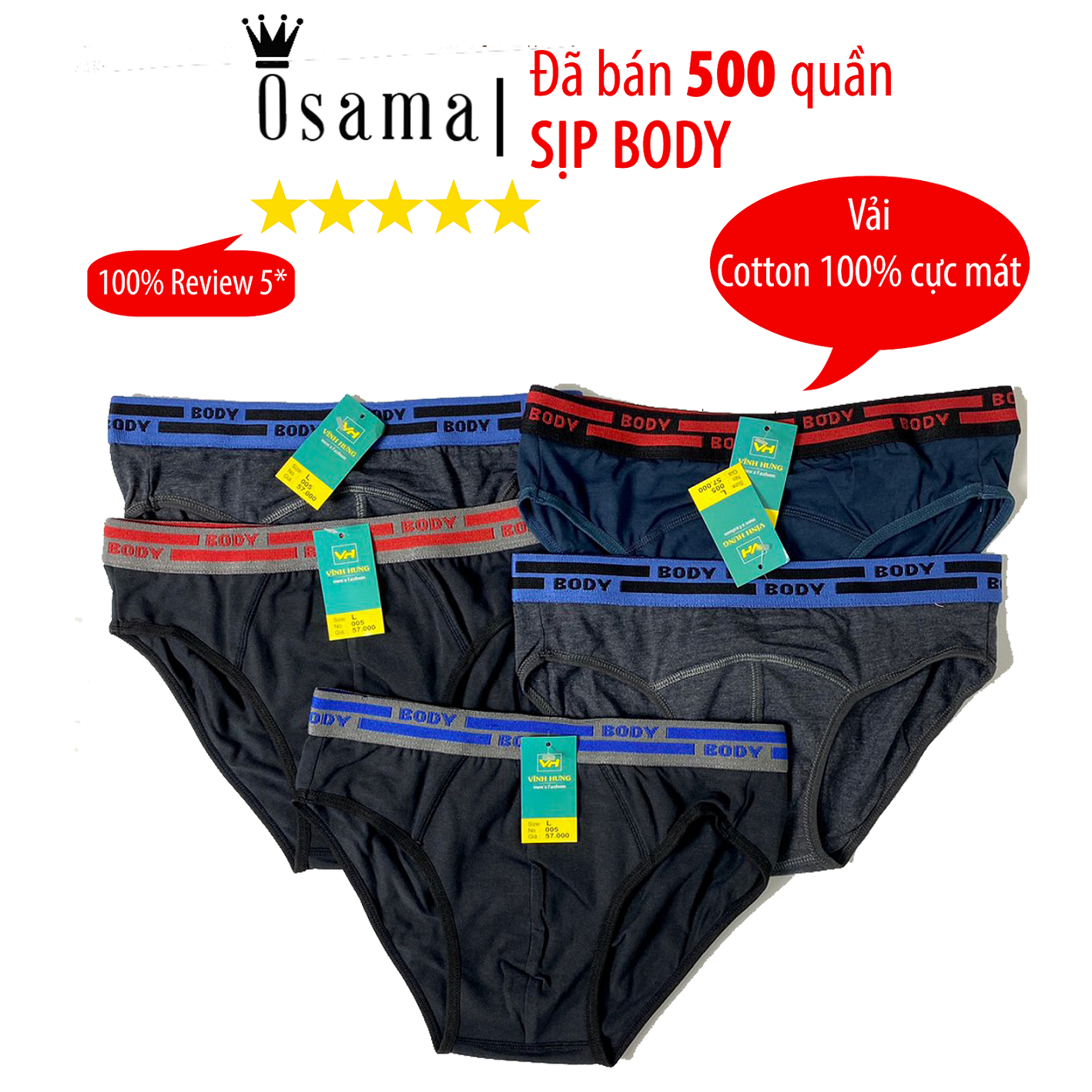 Bộ 5 quần lót nam cao cấp - quần sịp nam cao cấp