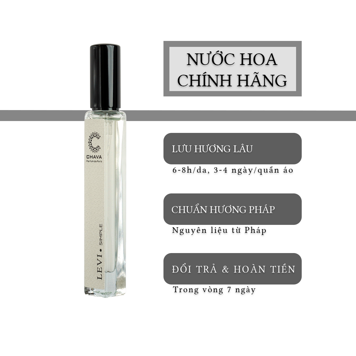 Nước Hoa Levi 10ml Chava Simple Chính Hãng dành cho nam thơm lâu
