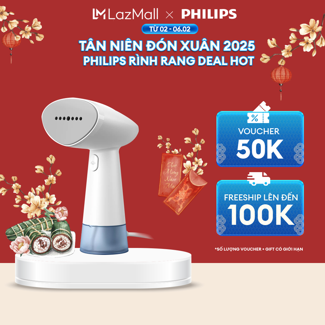Bàn Ủi Hơi Nước Cầm Tay Philips Series 1000 STH1000/10 - Thiết Kế Nhỏ Gọn Nhẹ, Công Suất Mạnh, Khoang Chứa Nước 85ML - Hàng Phân Phối Chính Hãng