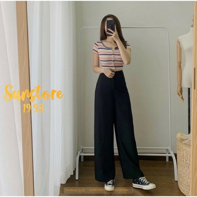 Quần Ống Rộng Suông Khoá Sườn