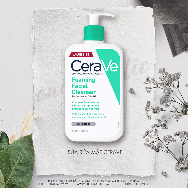 Sửa rửa mặt da dầu Cerave Foaming Facial Cleanser