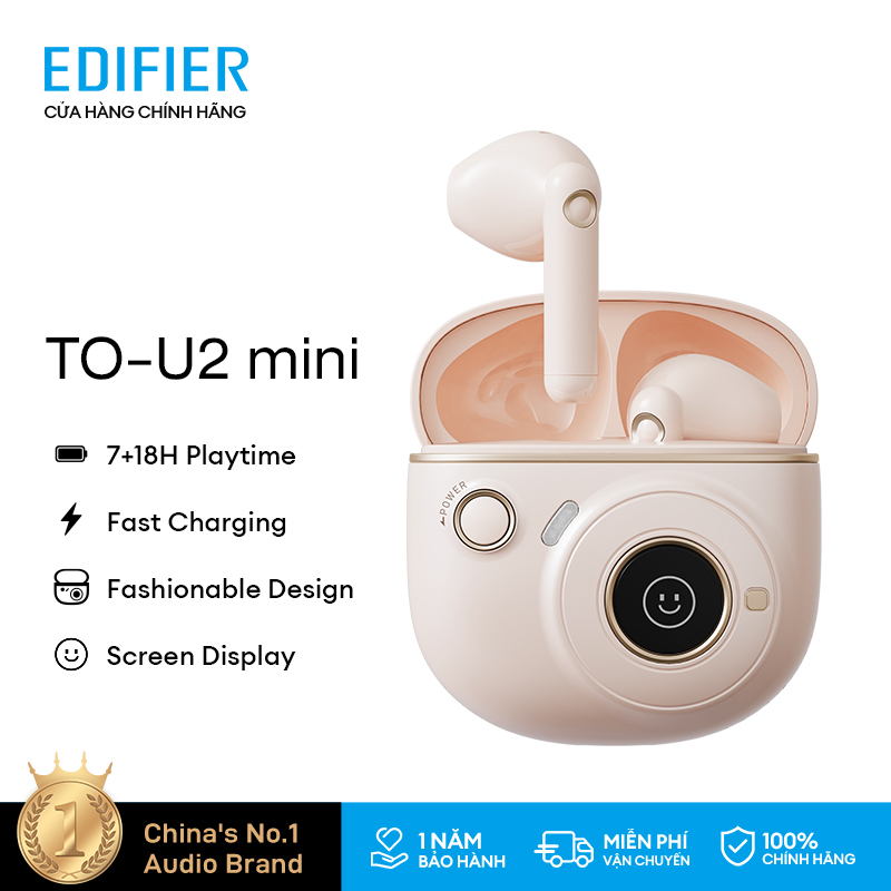 Tai nghe bluetooth 5.1 EDIFIER TO-U2 mini màn hình OLED, khử ồn đàm thoại, chơi game pin lên đến 25 giờ, sạc nhanh.