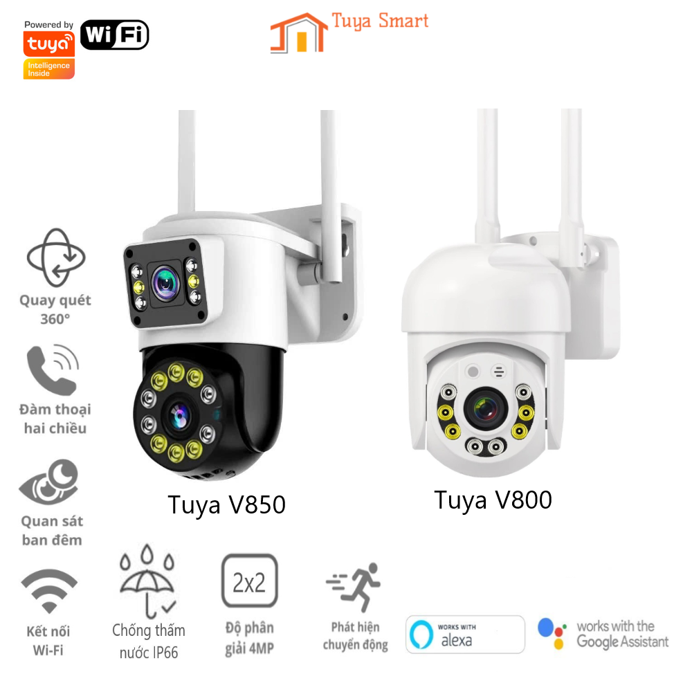 Tuya Camera Wifi giám sát không dây ngoài trời wifi camera 2 mắt / 1 mắt - camera an ninh IP, ống kính kép / đơn HD