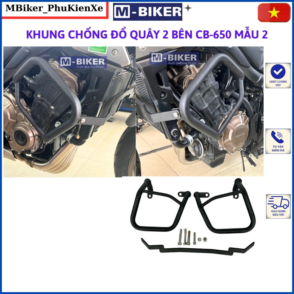 chống đổ cb650, khung bảo vệ lốc máy cb650, khung chống đổ cb650, đời 2019 trở lên, mbiker Giá 1,237,500 Đồng*Miễn phí vận chuyển