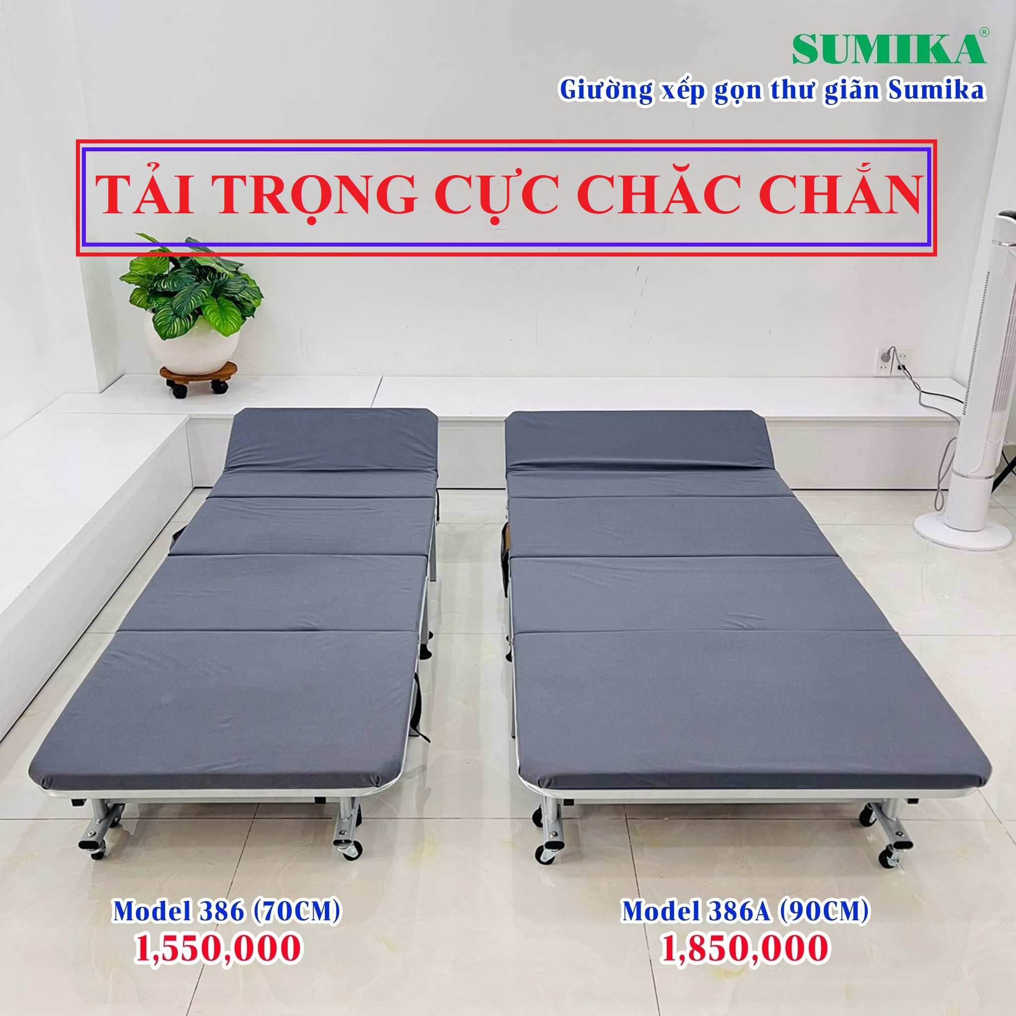 Giường xếp văn phòng đa năng, SUMIKA SK386, SK386A có nệm, khung thép sơn tĩnh điện chống trầy xước rỉ sét, có bánh xe di chuyển - Chắc Chắn, Bền Bỉ