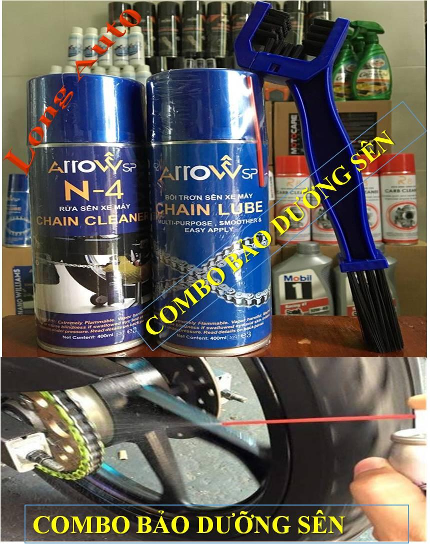 Bộ combo chai xịt sên - chai xịt vệ sinh sên arrow 400ml - bàn chải 3d