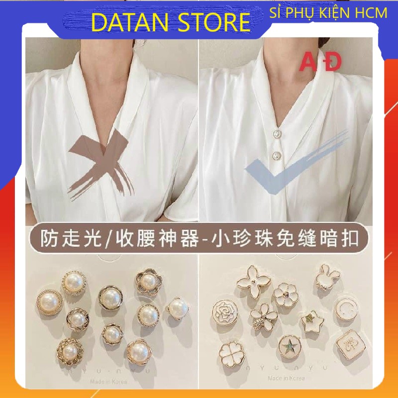 Set 10 khuy cài áo, nút gài, khuy cài áo hoa, cố định định hình áo - Ghim Cài Váy áo