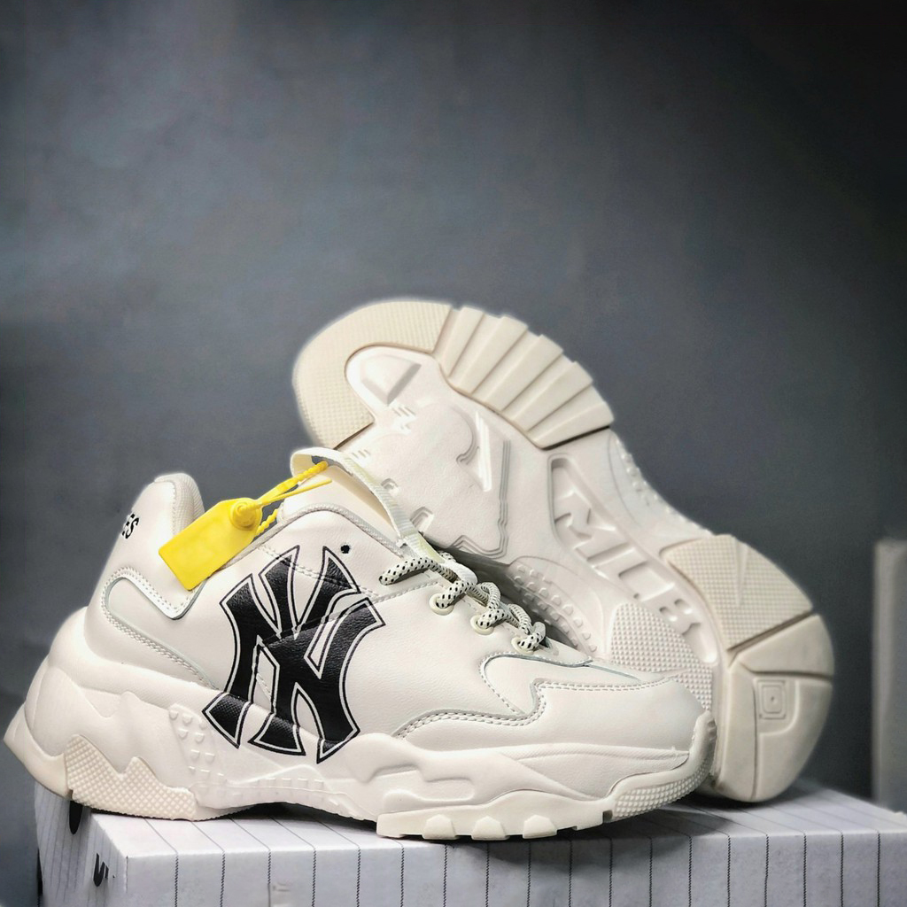 1 SỈ giày MLB NY Kem chữ đen đế nâu  Nguồn sỉ giày sneaker tphcm