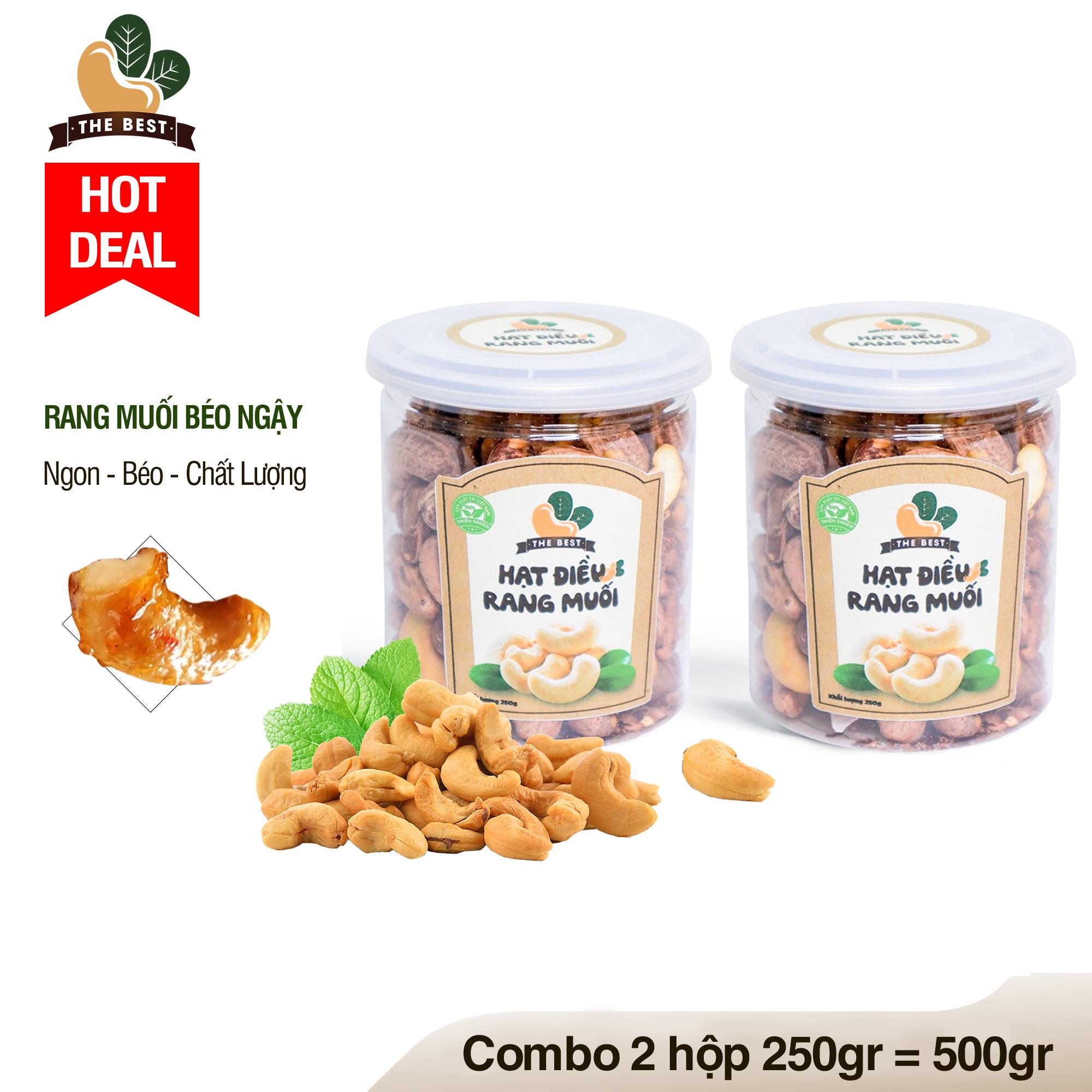 Combo 2 hộp hạt điều rang muối nguyên hạt Bình Phước Cao Cấp ( hộp 250gr ) - Tiêu Chuẩn Xuất Khẩu Thương Hiệu The Best