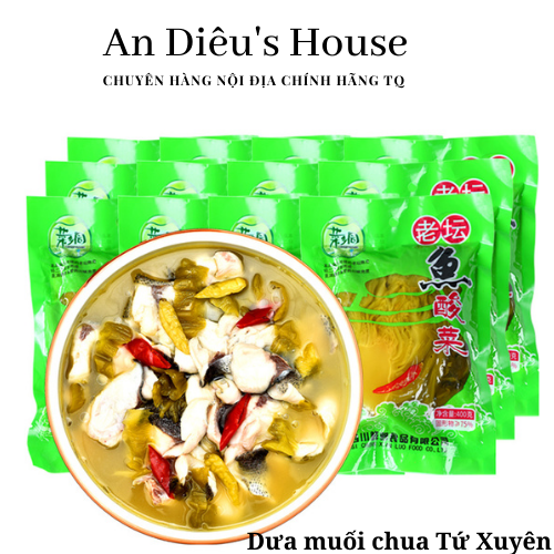 Dưa muối chua cay Tứ Xuyên gia vị nấu cá dưa chua gói 400g - An Diêu's House