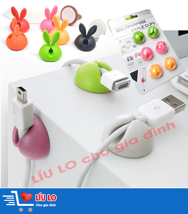 Kẹp cố định Cao Su Silicon Giữ Cáp, Dây Sạc USB Và Tai Nghe (combo 6 Nút)