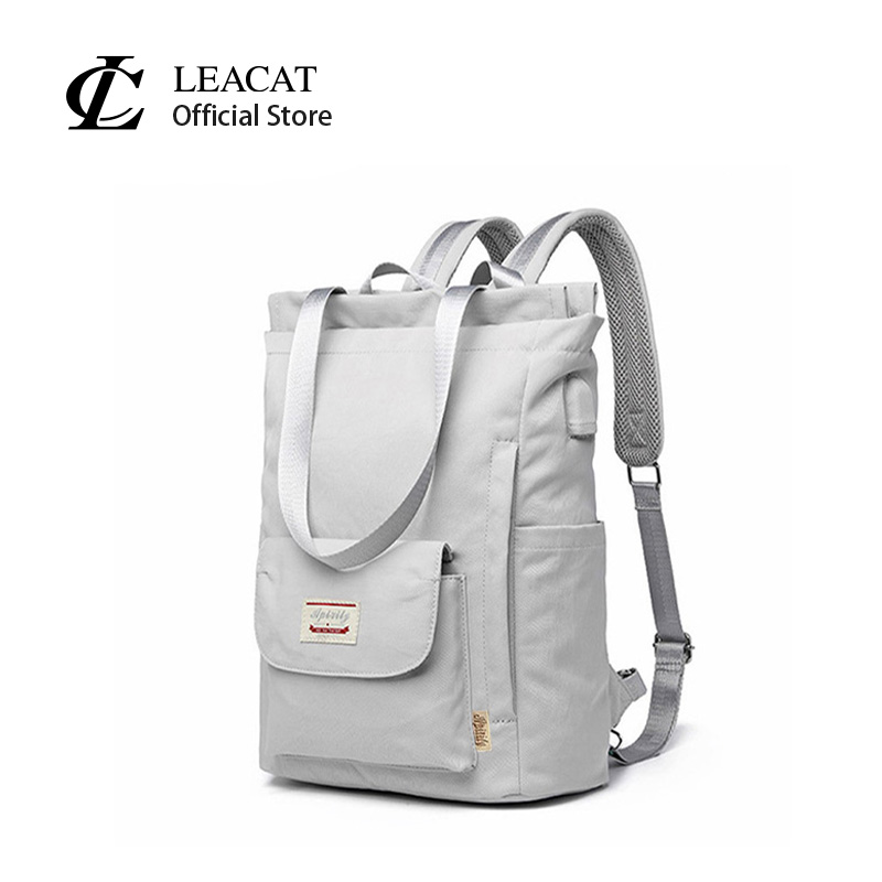 Leacat women backpack Waterproof Stylish Laptop Backpack 13 13.3 14 15.6 inch Korean Fashion Oxford Canvas USB College Backpack bag female for women