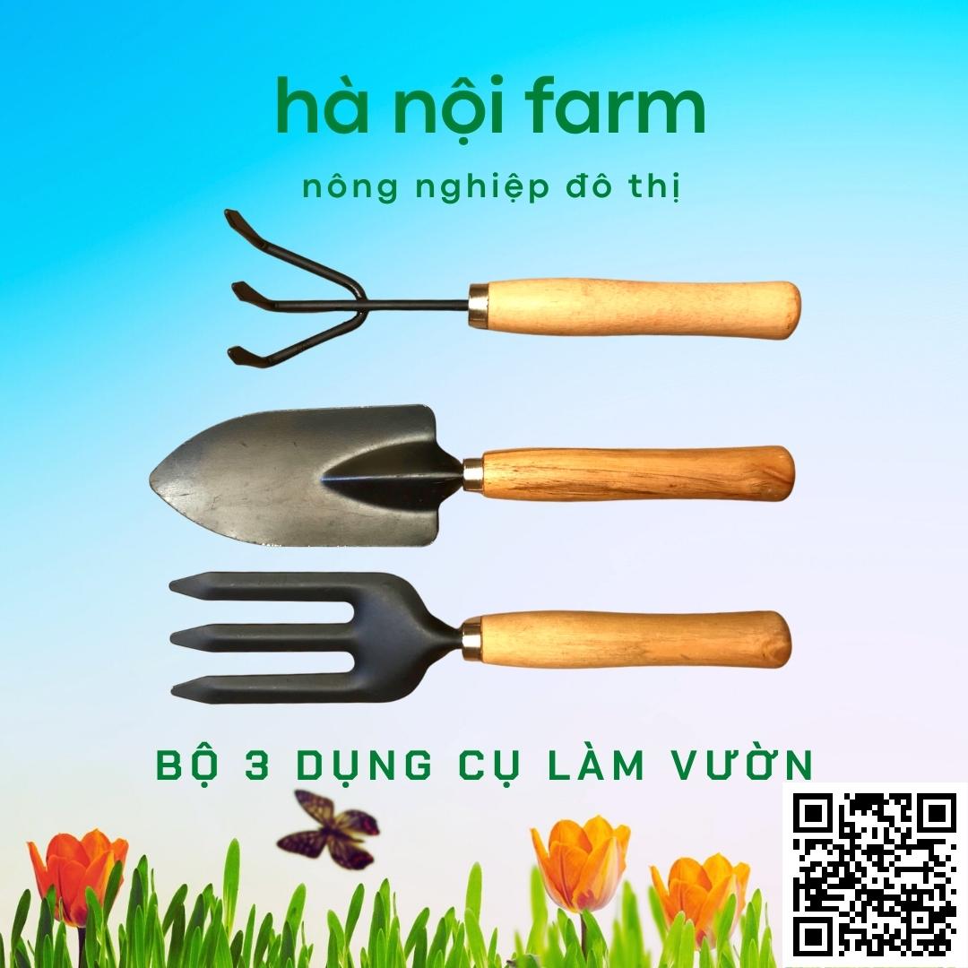 Bộ 3 Cuốc Xẻng Cán Gỗ Làm Vườn mini, bộ dụng cụ làm vườn