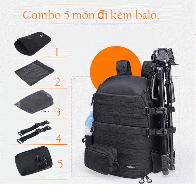 [HCM]Balo máy ảnh chuyên dụng Benkid 350aw.(Tiêu chuẩn Lowepro protatic 350aw)