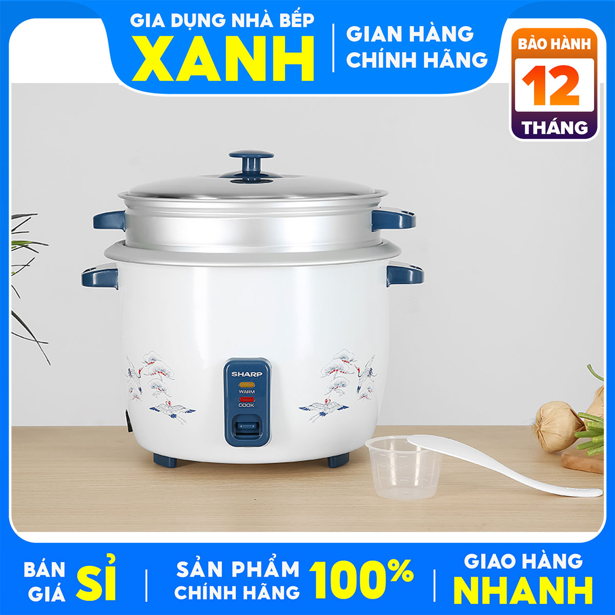 Nồi cơm điện nắp rời Sharp 2.8 lít KSH-D28SV-CR-  2.8 lít Trên 6 người Lòng nồi dày  1 mm Nhôm cao cấp Chức năng nấu:2 chế độ nấu