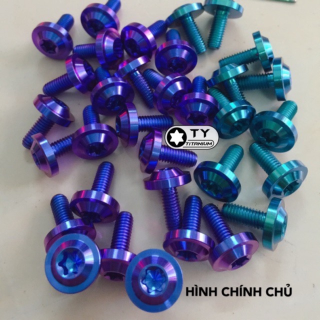 Combo 10 ốc titan gr5 6li15 6ly15 6li dù to dày bắt ốp pô , dè , áo ...