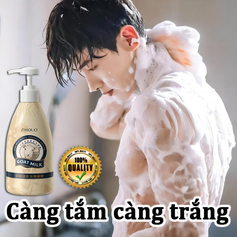 Sữa tắm trắng da 500ML Sữa tắm dê toàn thân Càng tắm càng trắng Dưỡng trắng da body Phục hồi da phơi nắng đen Sữa tắm dưỡng trắng