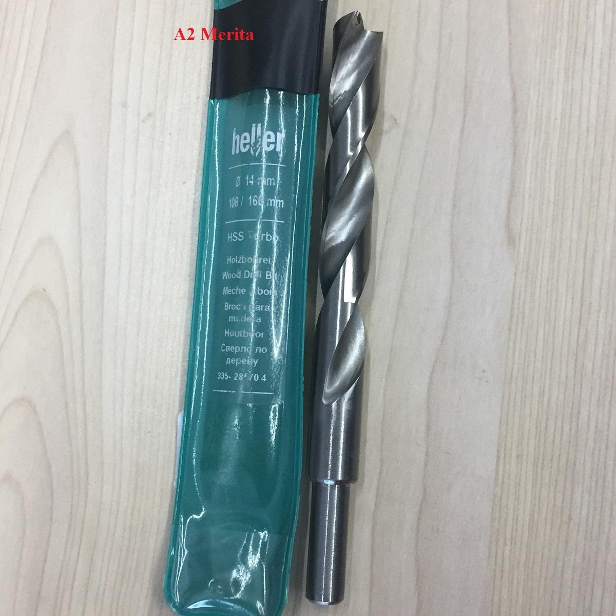 Mũi khoan gỗ heller hss turbo 14mm x 108/160mm 285704