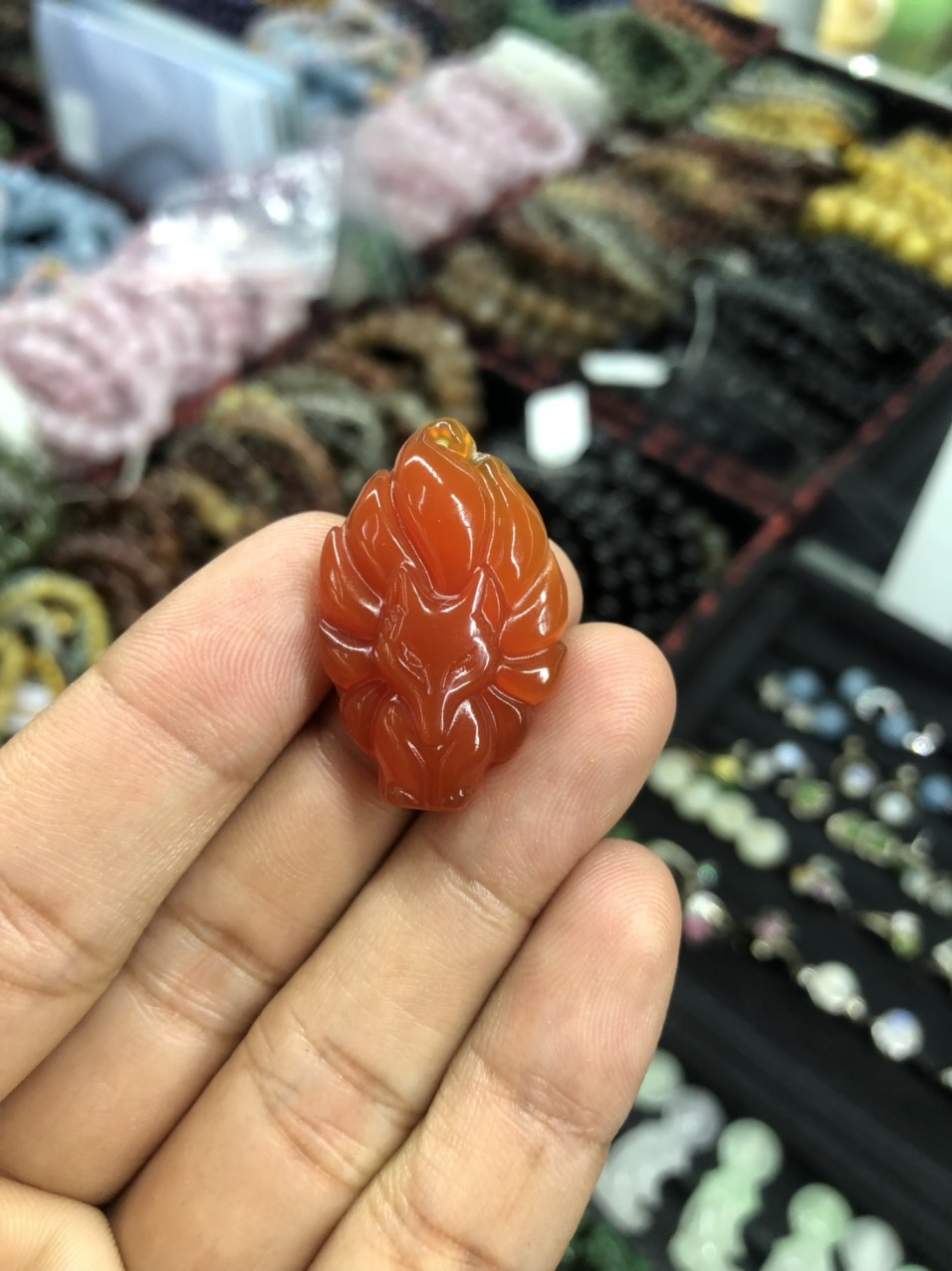 Mặt dây chuyền Hồ Ly phong thủy đá mã não