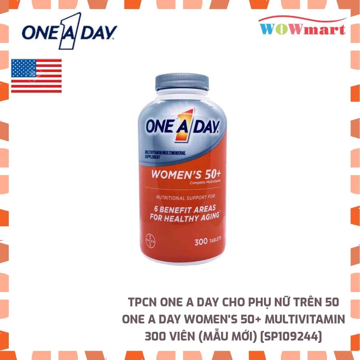 [HCM]TPCN One A Day cho phụ nữ trên 50 One A Day Womens 50+ Multivitamin 300 viên (Mẫu mới)