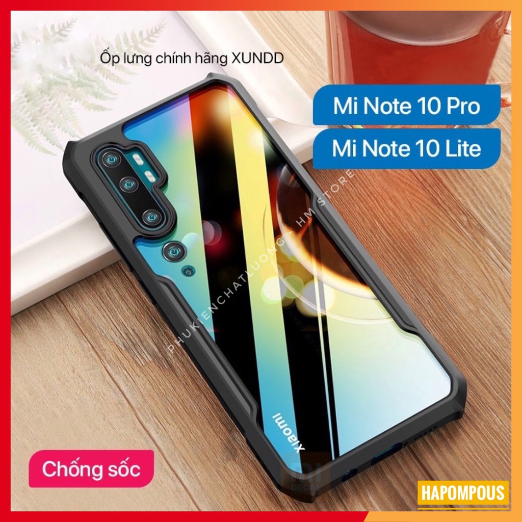 Ốp lưng xundd xiaomi mi cc9 pro / mi note 10 / note 10 pro, mặt lưng trong suốt, viền tpu