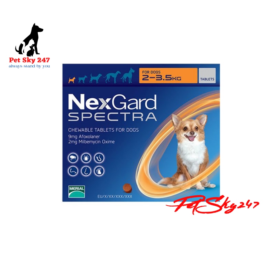 Nexgard spectra 2-3,5kg thuốc trị ve ghẻ bọ chét demodex tẩy giun cho chó - lẻ 1 viên