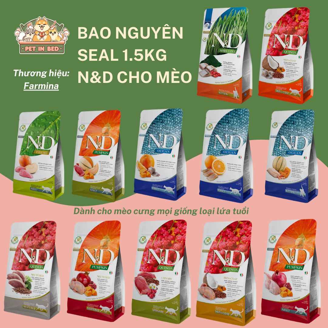 N&D Grain free (1.5kg bao hãng) Tổng hợp các loại N&D túi 1.5kg dành cho mèo