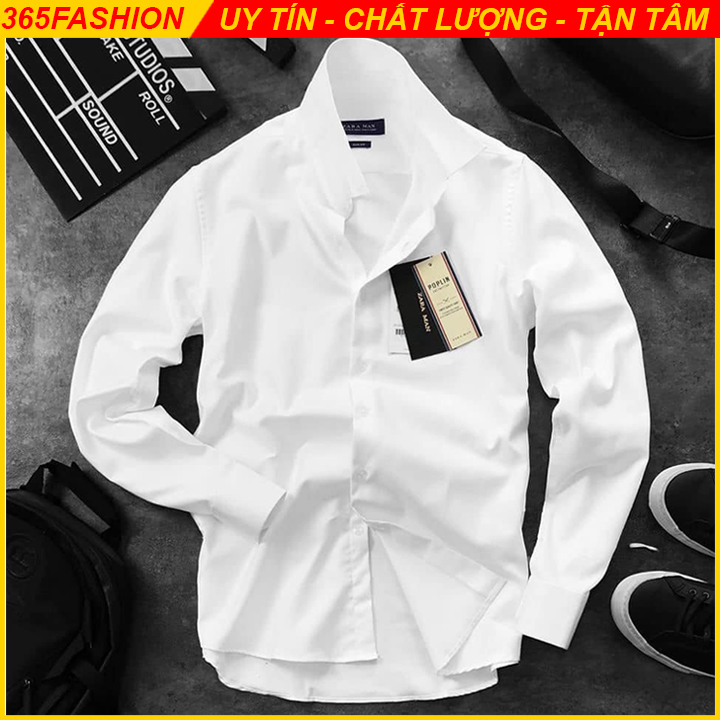 Big Size 82kg Áo Mi Nam Trơn Dài Tay, Áo Sơ Mi Nam Hàn Quốc, Dáng Body Slimfit, Vải Lụa Chông Nhăn, Thoáng Mát, Chuẩn Lịch Sự, Sang Trọng - 365fashion