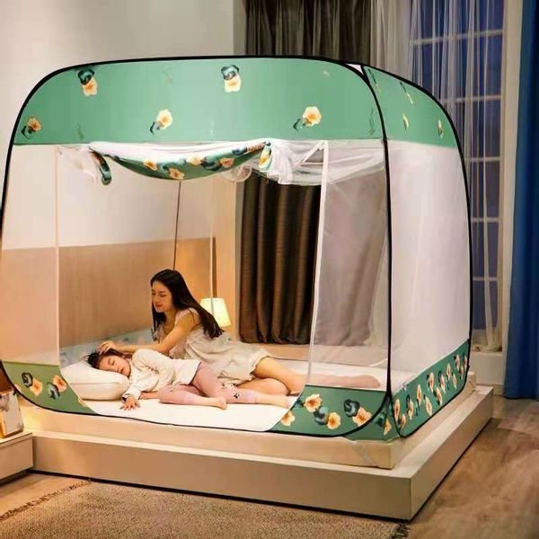 ( HÀNG LOẠI 1 ) Mùng Chụp Thông Minh 1m8x2m Màn Ngủ Chụp Tự Bung Sợi Thép Siêu To Mùng Xếp Gấp Gọn Tiện Lợi chất liệu tuyn cao cấp không nhănchống muỗi tuyệt đối.