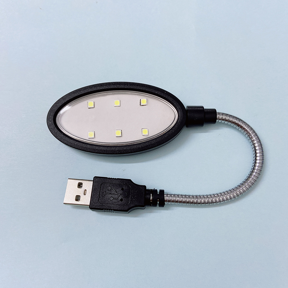 Đèn led 6 bóng hình bầu dục cắm cổng usb thân kim loại uốn dẻo