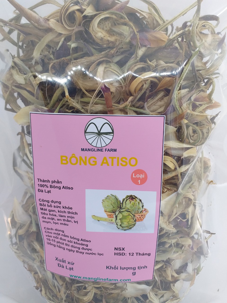 Bông atisô khô Đà Lạt nguyên chất loại 1 250g thanh nhiệt mát gan ăn ngon dễ ngủ đẹp da mặt