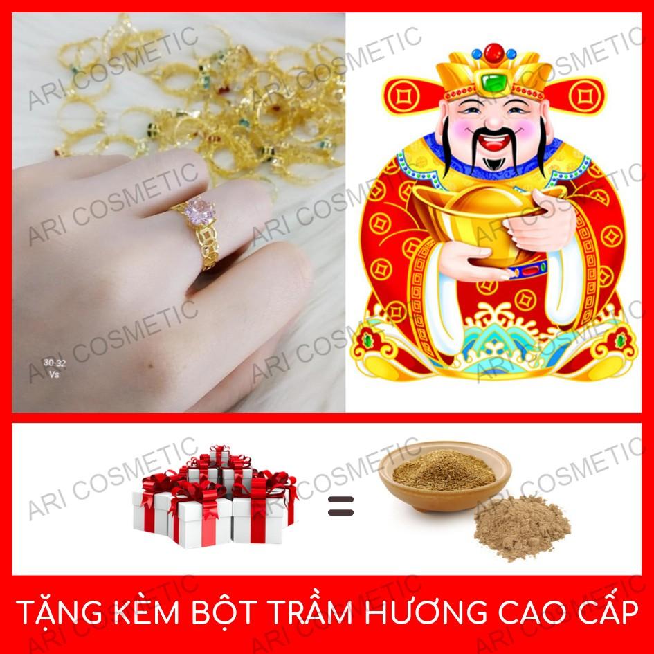 Nhẫn Kim Tiền Đính Kim Cương Siêu Hút Tài Lộc - Từ Chùa Wat Traimit Thái Lan [TẶNG KÈM TRẦM HƯƠNG PHONG THỦY CAO CẤP]