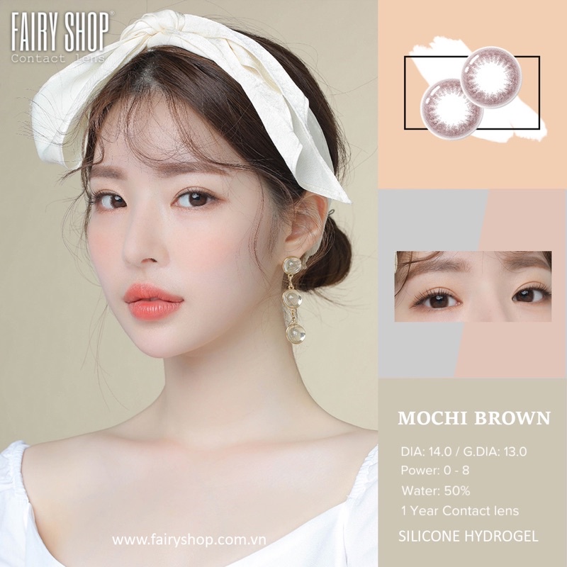 Kính áp tròng cao cấp mochi brown lens dia: 14.0/ g.dia: 13.0 - fairy shop contact lens độ 0 đến 8