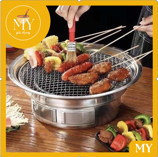 Lò - bếp nướng bbq 1 vĩ men + 1 vĩ inox - bếp nướng than hoa không khói cao cấp