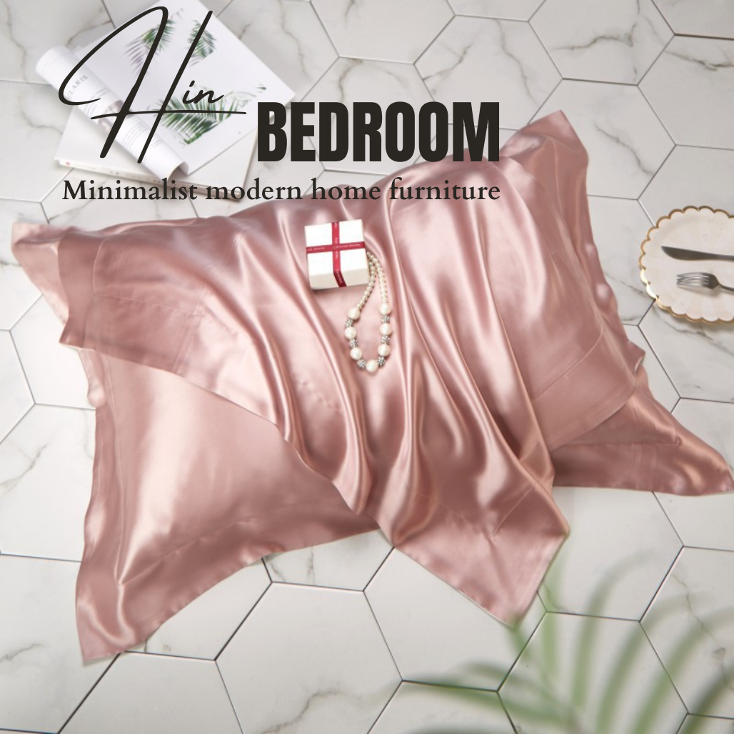 1 cặp vỏ áo gối nằm lụa tencel 60s 50x70cm hin home bedding chất lụa mẫu hồng phấn