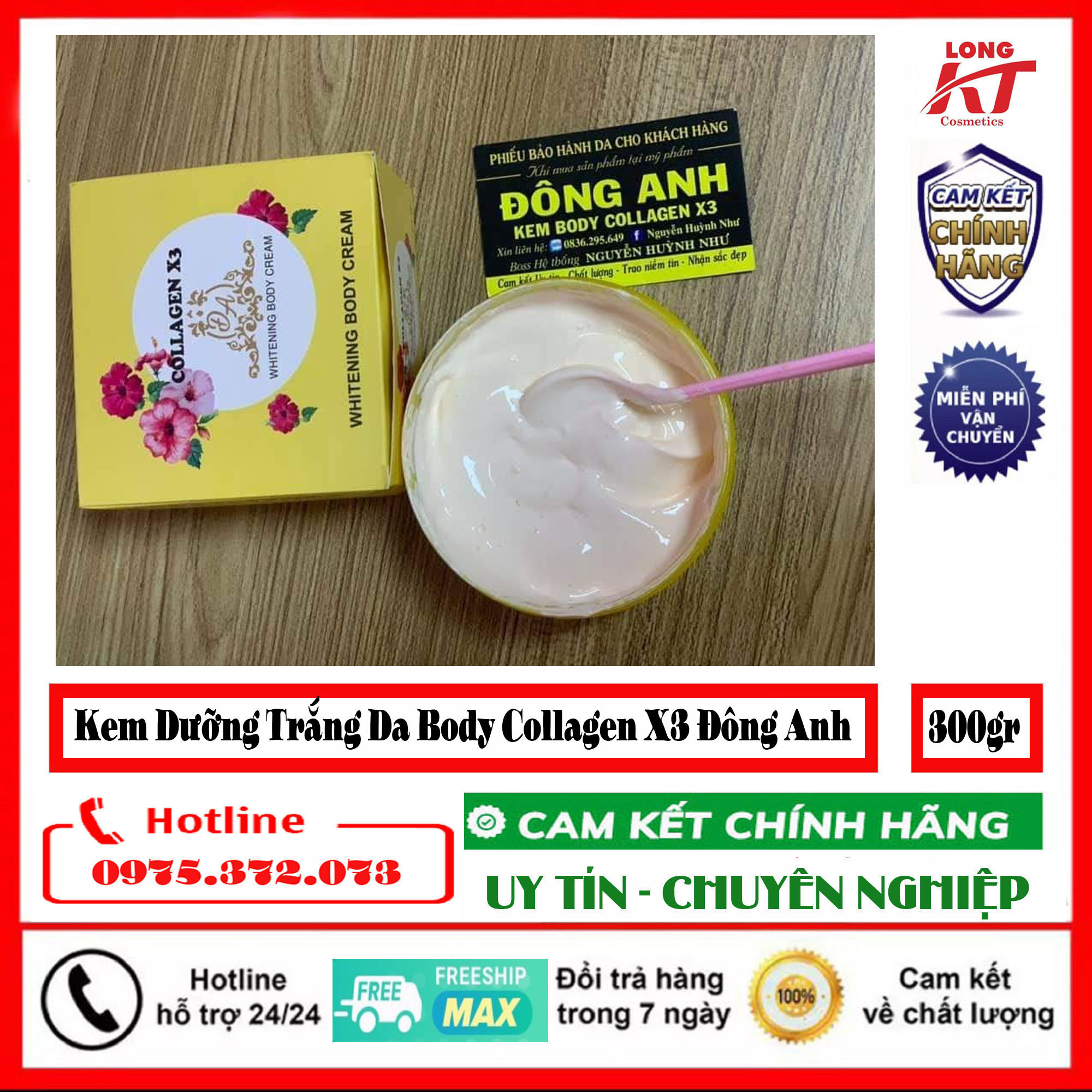 [ Chính Hãng - Team cào - Đông Anh Collagen X3 ] Kem body colagent x3 hộp 300gr kem body thơm nứt mũi Đông Anh có phiếu bảo hành da Bôi là thấm & ngấm đến từng li từng tí trên da, không lộ 1 chút vân kem nào, hoàn toàn khô thoáng dễ chịu