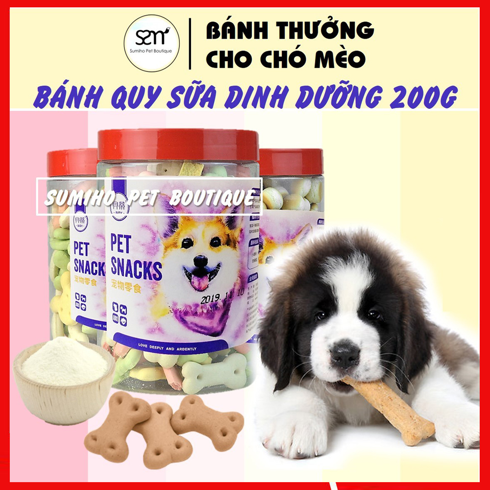 Bánh quy sữa dinh dưỡng cho chó mèo (Hộp 200gr) Bánh thưởng cho chó mèo