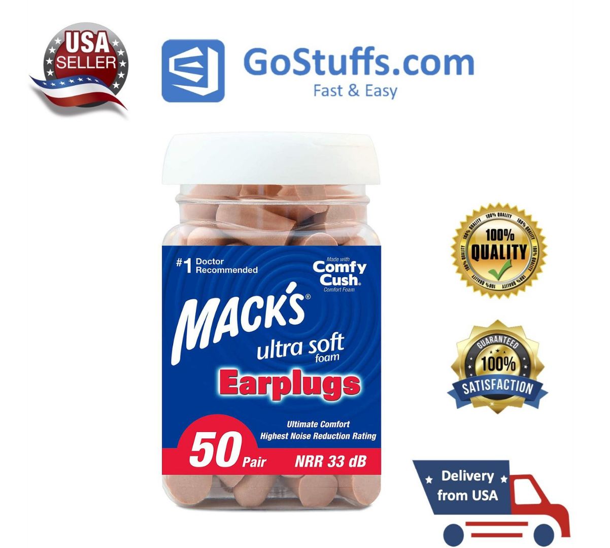 Nút bịt tai chống ồn Mack's - Mack's Ultra Soft Foam Earplugs, 50 Pair