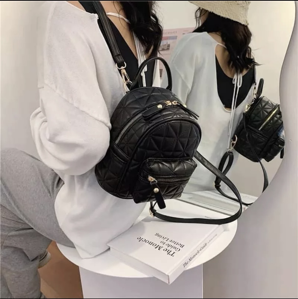 Balo Nữ Thời Trang, Balo Mini ô trám da mềm siêu hot giá rẻ chất lượng MQ05