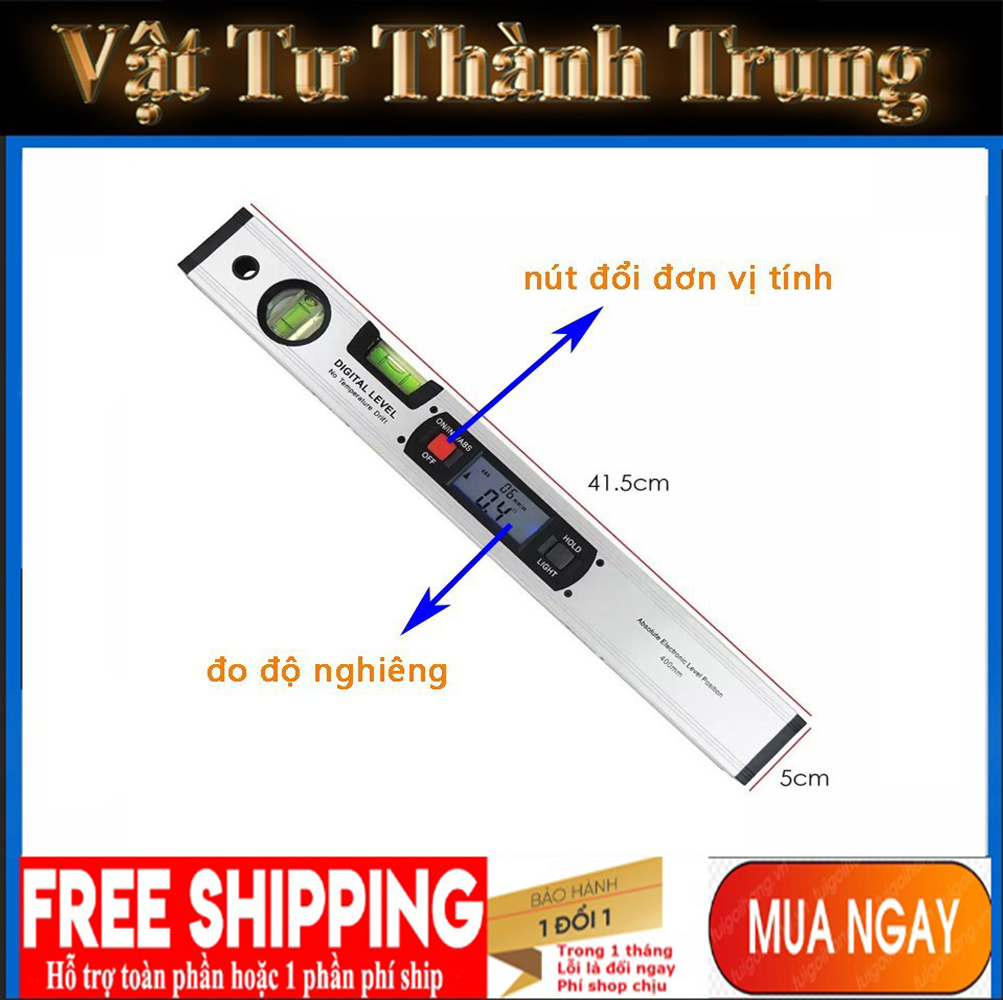 Thước Nivo,Ni vô cân bằng điện tử dài 400mm có sẵn pin - Thước đo góc cân bằng điện tử Li vô
