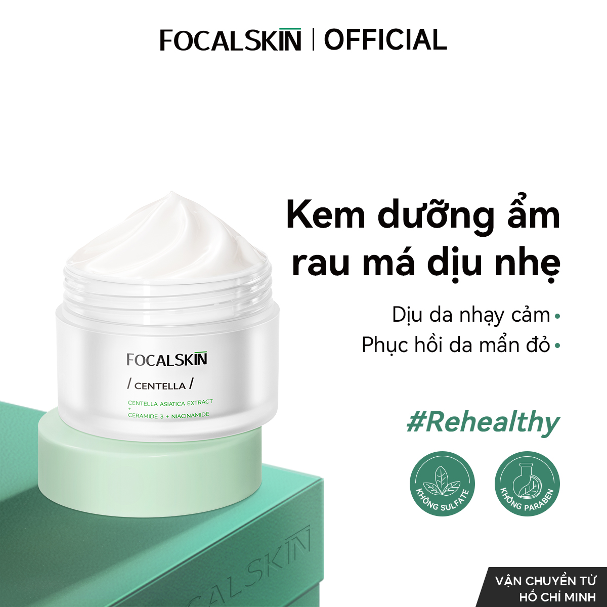  FOCALSKIN Kem Dưỡng Ẩm RAU MÁ Dưỡng Ẩm Da Ban Ngày Và Ban Đêm 30g 