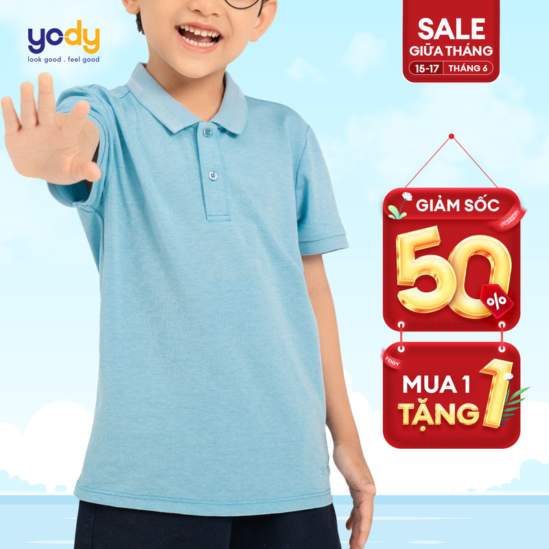 Áo polo Kid mắt chim YODY áo phông cho bé chất liệu mềm mịn thoáng khí APK5177