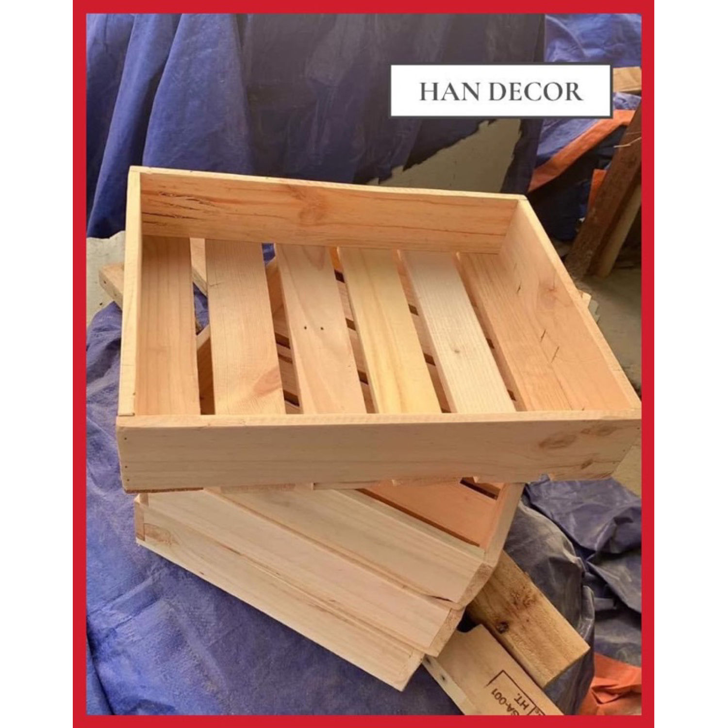 Hộp gỗ thông vuông , khay gỗ thông đựng quà trái cây từ gỗ thông pallet