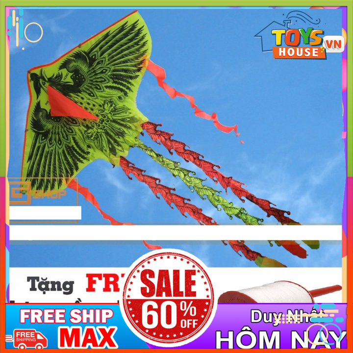 Diều Phượng Hoàng 5 Đuôi - Sản Xuất Tại Việt Nam, An Toàn Cho Bé, Phù Hợp Chơi Mùa Hè - Diều phụng 5 đuôi, Diều phuong hoang, diều phụng hoàng, diều phượng hoàng đen, diều phượng hoàng to, Diều phượng hoàng 1m6