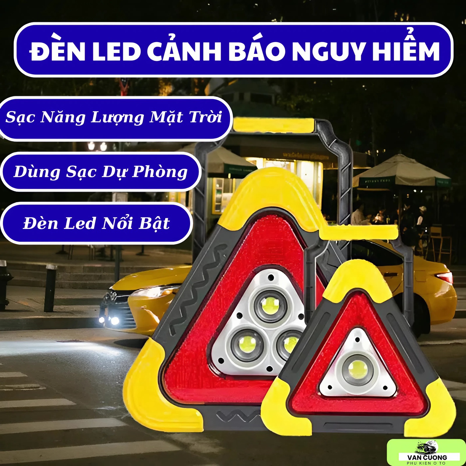 Đèn Led Cảnh Báo Nguy Hiểm Năng Lượng Mặt Trời Khẩn Cấp, Biển Cảnh Báo Tam Giác Năm Chế Độ Đèn Phản Quang An Toàn