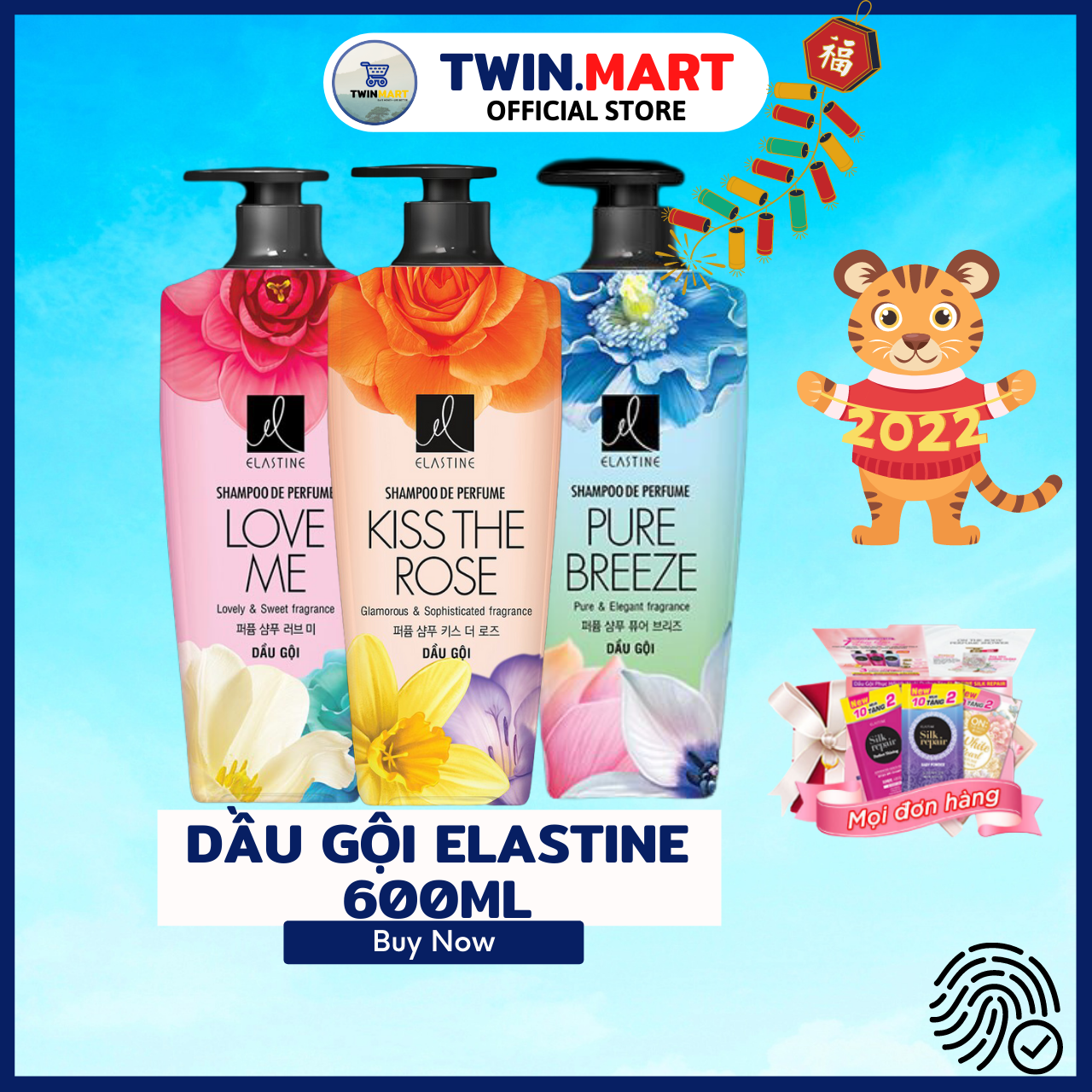 Tphcm dầu gội elastine hương nước hoa 600ml - thương hiệu hàn quốc - love me - pure breeze - kiss the rose