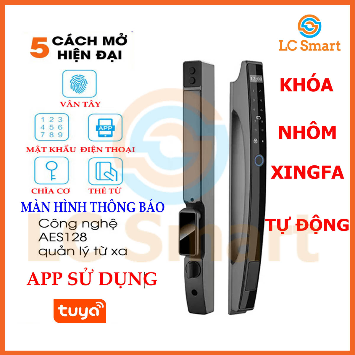 Khóa tự động nhận diện khuông mặt + vân tay lc-j03/j05 dành cho cửa nhôm xingfa app tuya