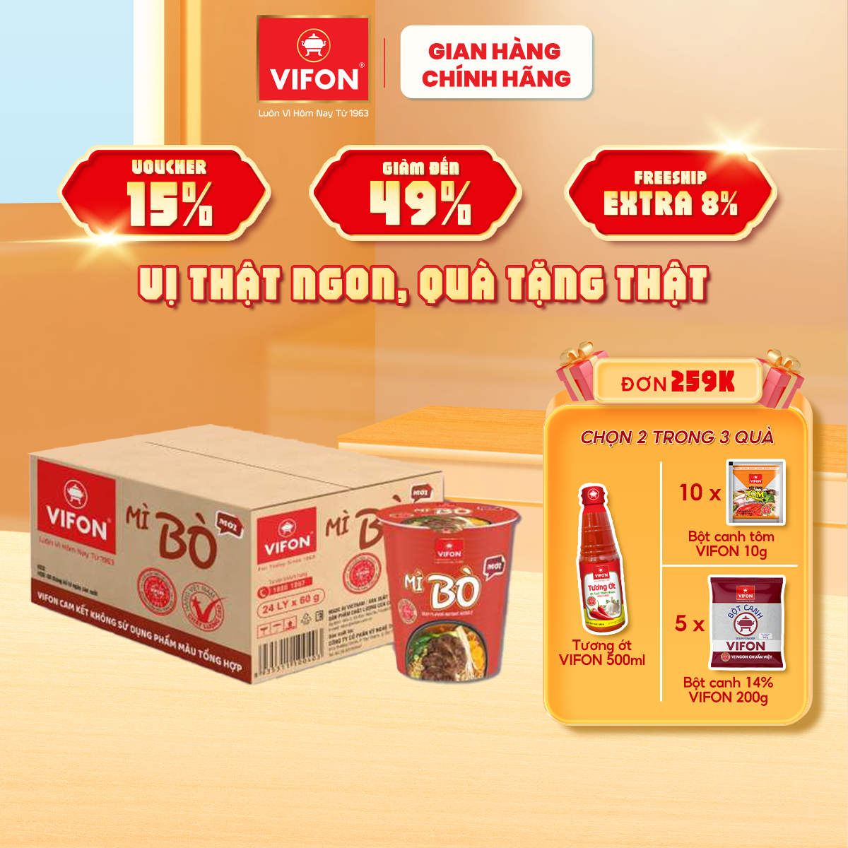 -thùng 24 ly mì bò vifon 60g / ly