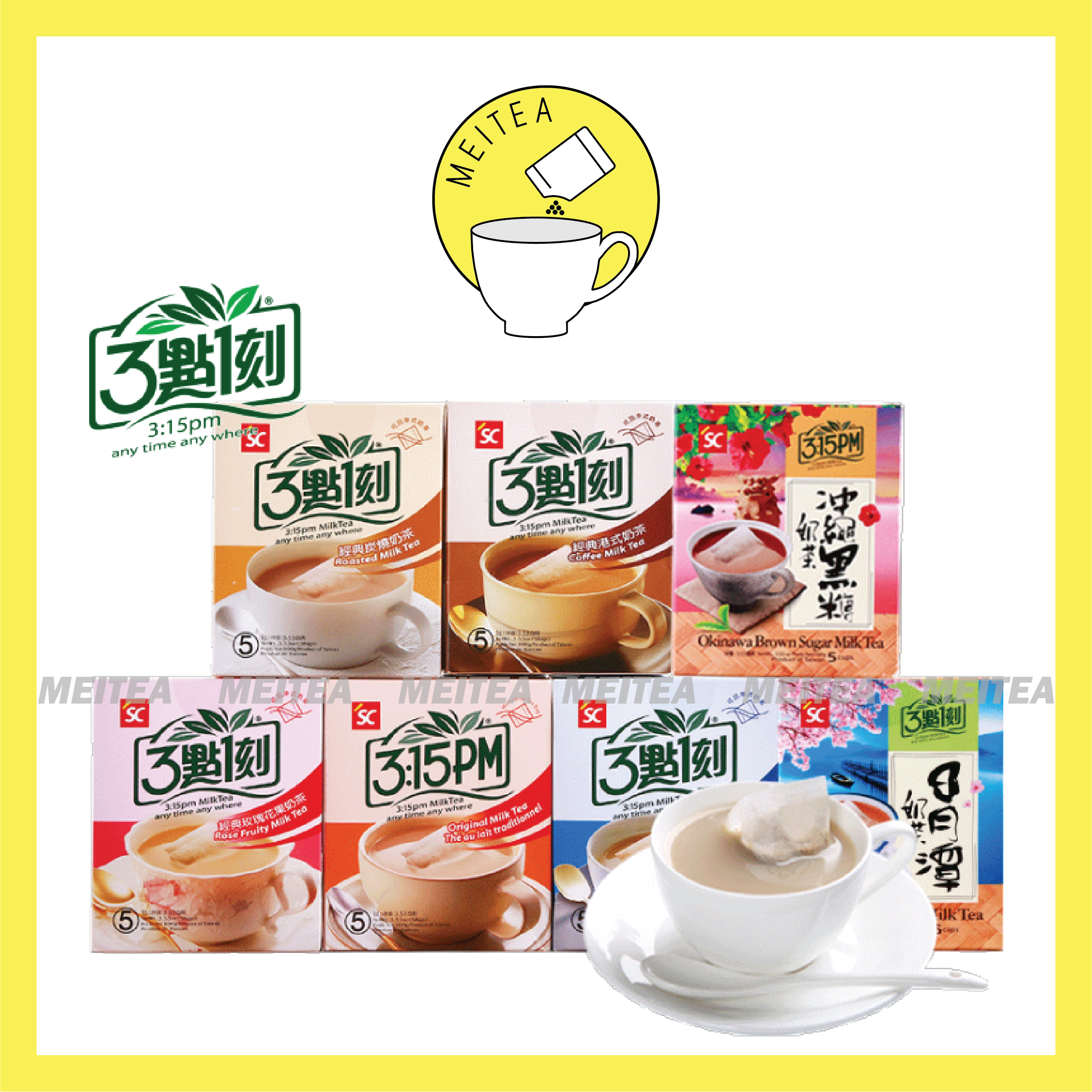 1 gói lẻ trà sữa túi lọc 3:15pm đài loan - 7 vị - 20g