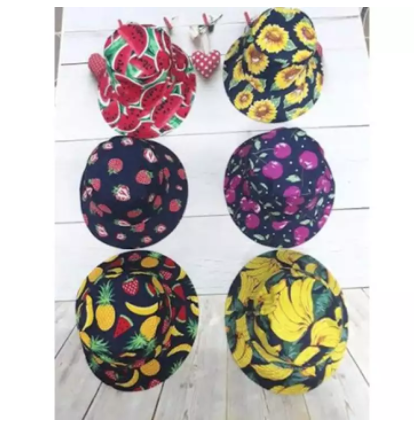 Mũ tai bèo họa tiết hoa quả Nón Bucket du lịch